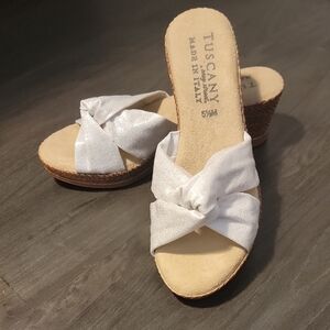 Easy Street White Sandals with Knot Detail